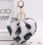 Leopard Print Plush Heart Keychain | Accessory