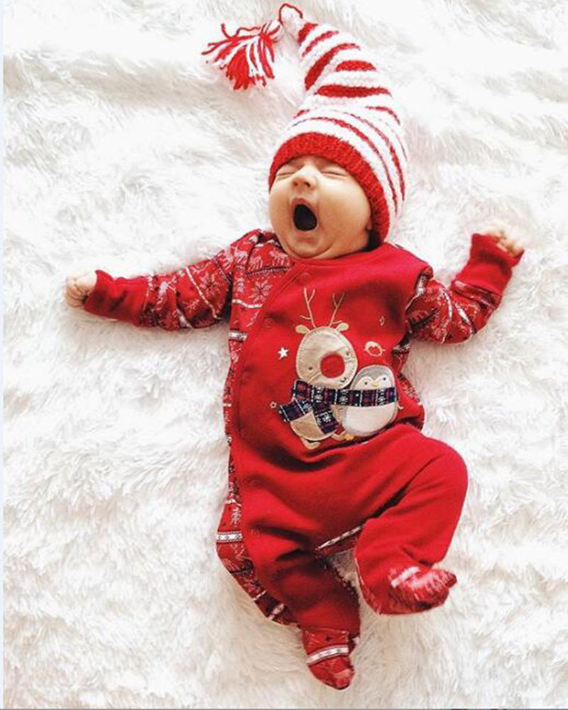 Christmas Reindeer Print Baby Romper