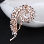 Cat Eye Stone Peacock Brooch with Rhinestones