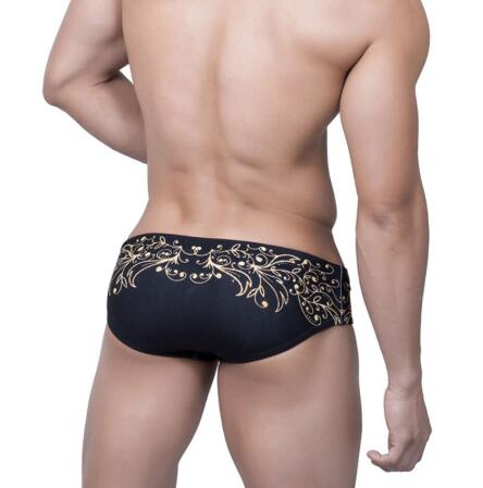 Men's Gold Leaf Print Swim Briefs