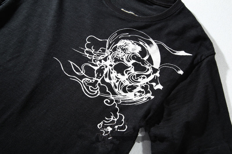 Embroidered Thunder God and Koi Short Sleeve Shirts | Streetwear