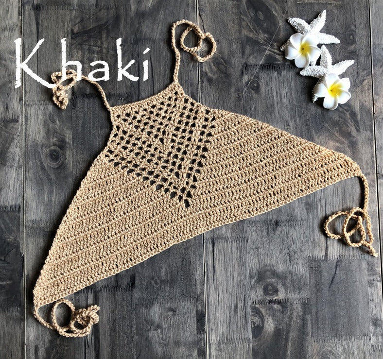 Handmade Crochet Knitted Halter Bikini Top