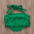 Girls Pineapple Print Fringe Bikini Set with Headband