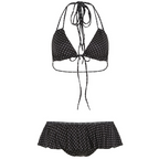Women's Brown Polka Dot Ruffle Skirt Bikini Set