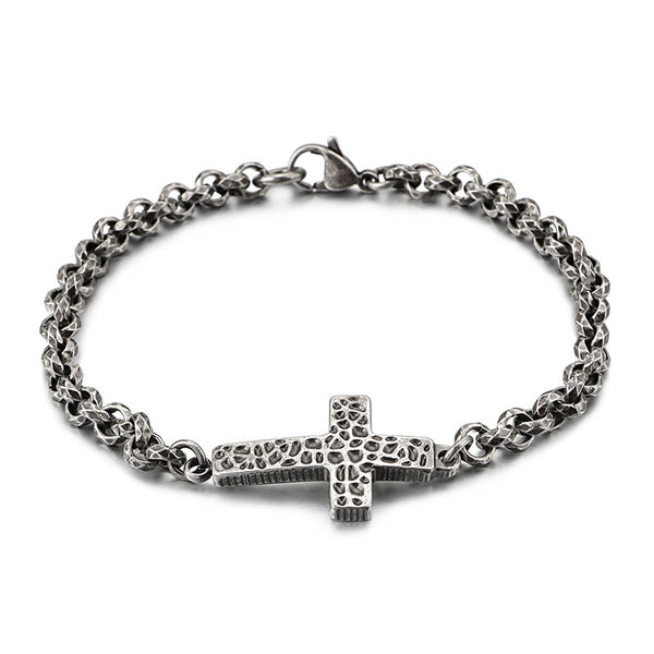 Retro Stainless Steel Cross Chain Bracelet