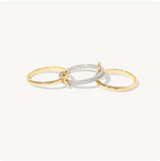 Stainless Steel Zircon Linked Trinity Ring