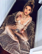 Sheer Sequin Long-Sleeve Beach Cover-Up