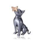 Cartoon Dog and Butterfly Brooch