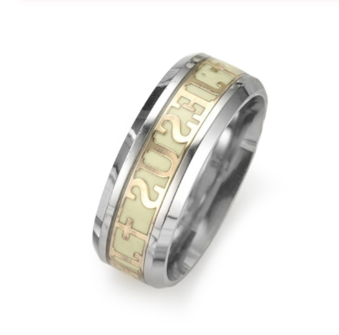 Jesus Cross Glow-in-the-Dark Ring - Stainless Steel