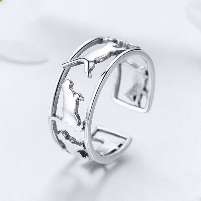 Silver Cat Open Ring