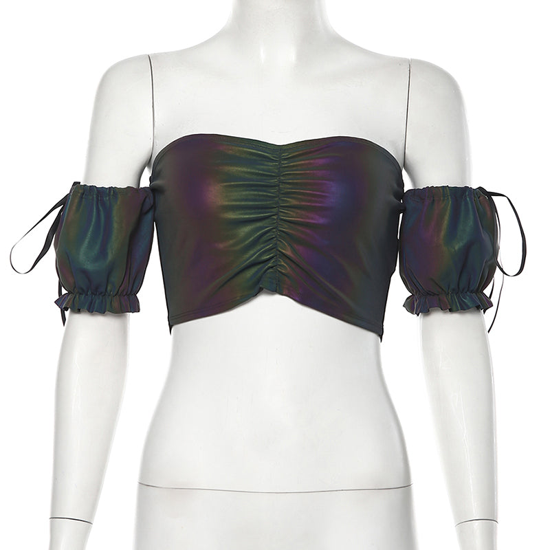 Sexy Reflective Laser Tank Top for Nightclub Parties