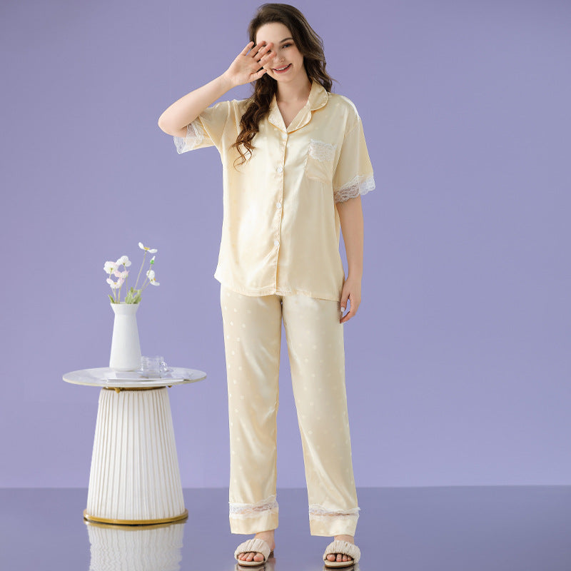 New Polka Dot Lace Trim Women's Sleepwear Set