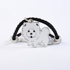 Enamel Dog Charm Leather Cord Bracelet