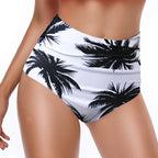 Palm Tree Print High-Waist Bikini Bottom
