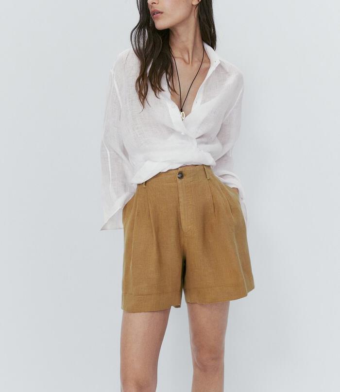 2023 Summer Women's Fashion High-Waist Pleated Shorts