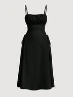 Women's Spaghetti Strap Side-Tie Midi Dress