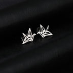 Titanium Steel Origami Crane Stud Earrings
