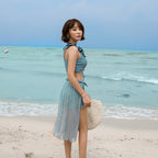 Women's Three-Piece Bikini Set with Sheer Skirt