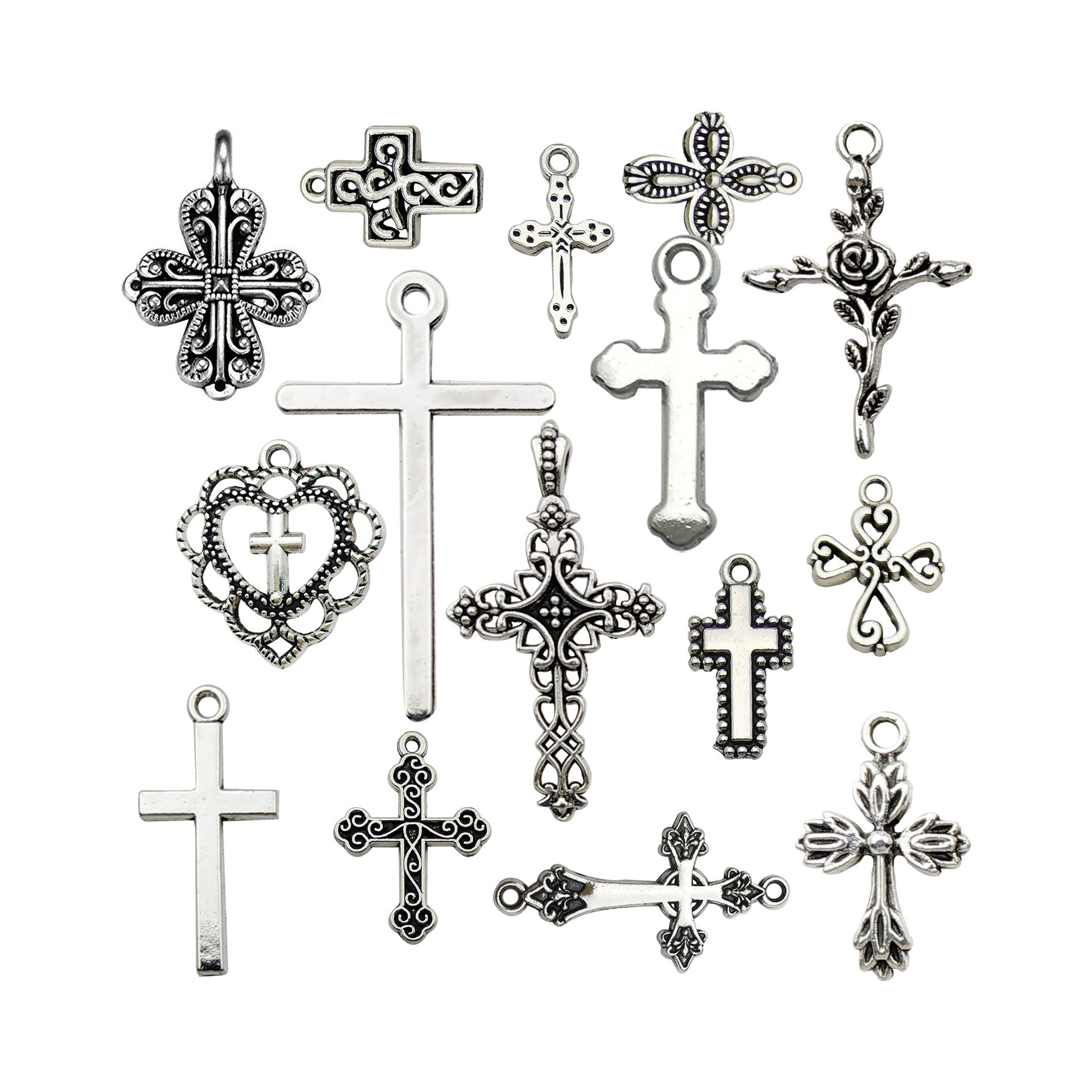 Vintage Silver Cross Pendant Charm