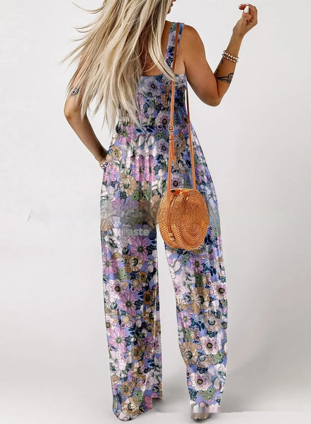 Bohemian Floral-Print Wide-Leg Jumpsuit