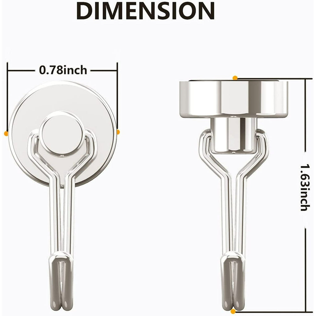 4Pcs 8 Pcs Magnetic Hooks,Heavy Duty 30LBS Neodymium Magnet Hook with Rust Proof for Indoor Outdoor Hanging,Refrige,Grill,Kitchen,Key Holder Silver | Accessory