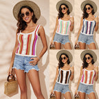 Multi-color Striped Lace Camisole Vest for Women