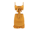 Women's Tie-Front Crop Top and Ruffle Swim Skirt Set