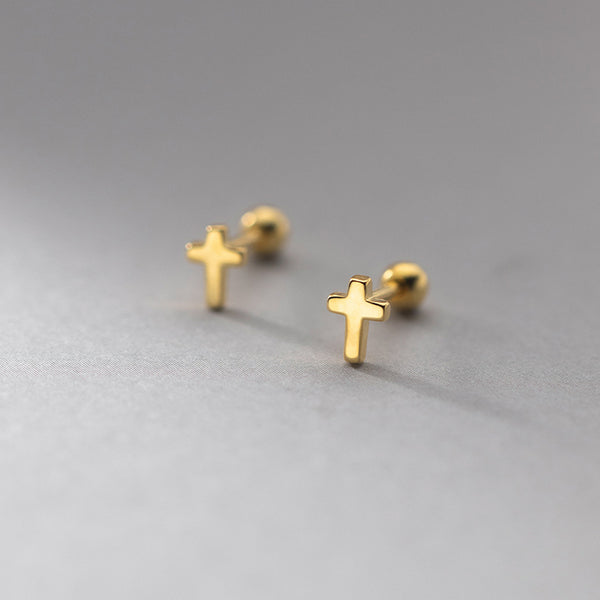 Gold Cross Stud Earrings for Women