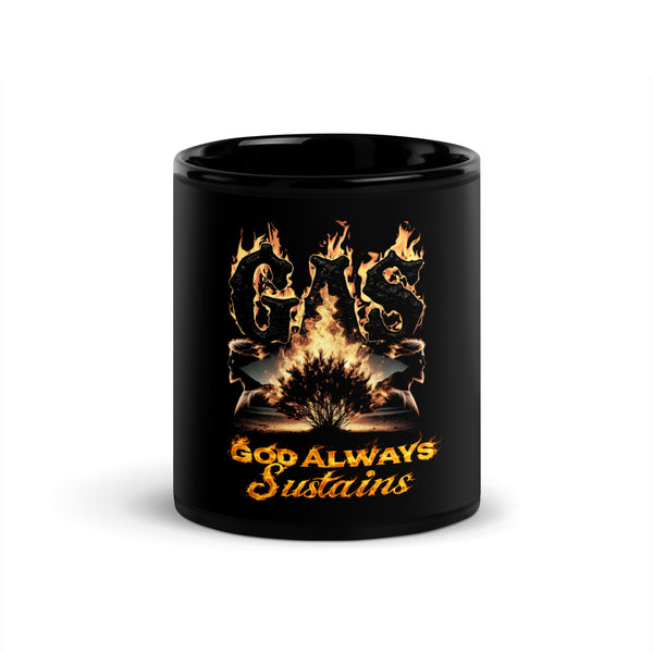 GAS Christian Mug - God Always Sustains Black Glossy Coffee Mug