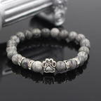 Lava Stone Dog Paw Heart Bead Bracelet