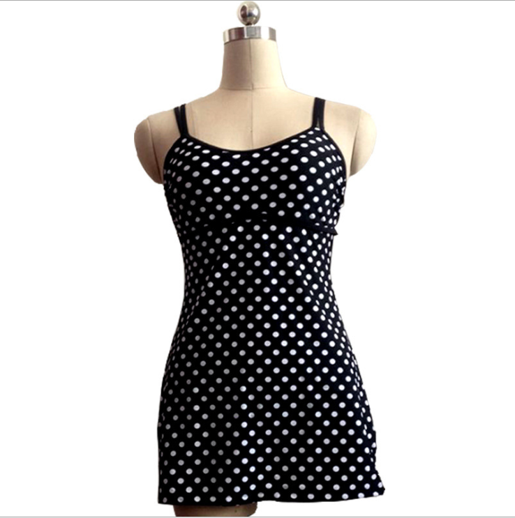 Plus Size Polka Dot Skirted Swim Dress