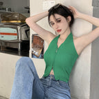 Summer Y2K Women's Backless Knitted Tank Top