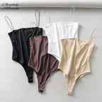 Summer Slim Fit Spaghetti Strap Backless Bodysuit