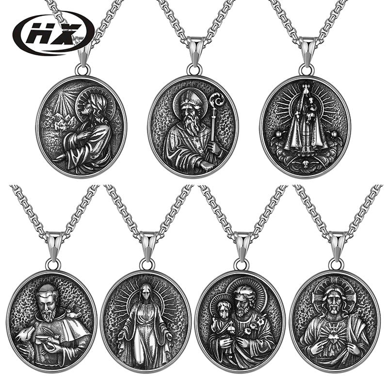 Titanium Steel Sacred Heart Jesus Pendant Necklace