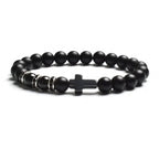 Tiger Eye Agate Cross Bracelet in Stone