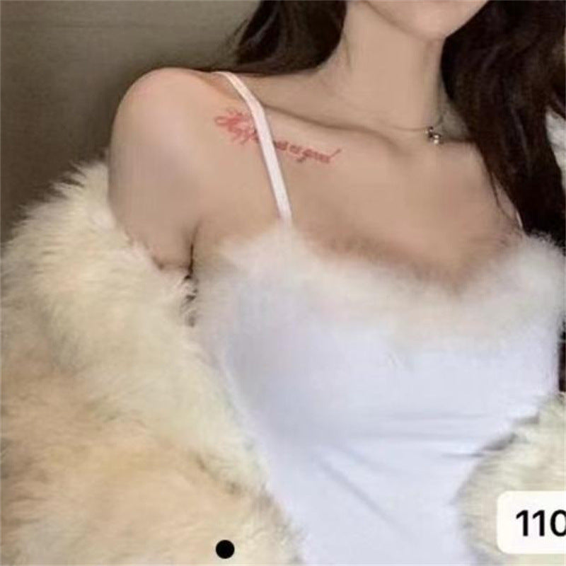 Feather-Trim Knit Camisole