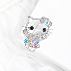 Rhinestone Cat Brooch Pin
