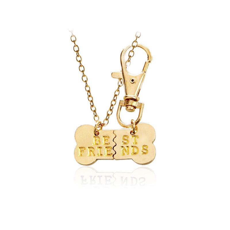Best Friends Split Dog Bone Pendant Necklace