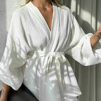 2023 Women's Long Sleeve Robe & Shorts Sleep Set