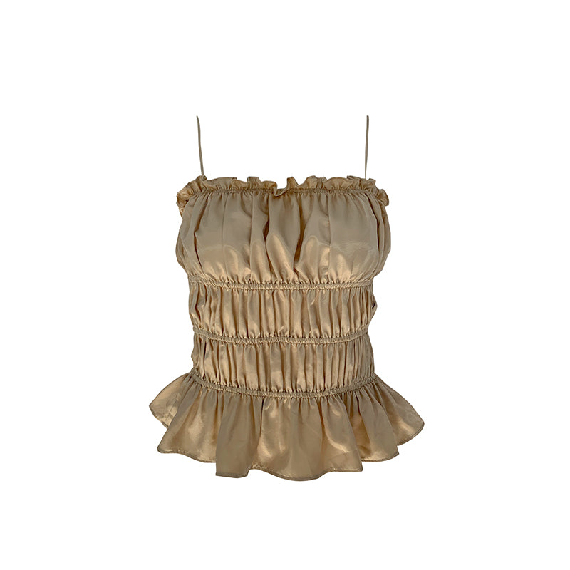 Tongse French Satin Backless Camisole Top