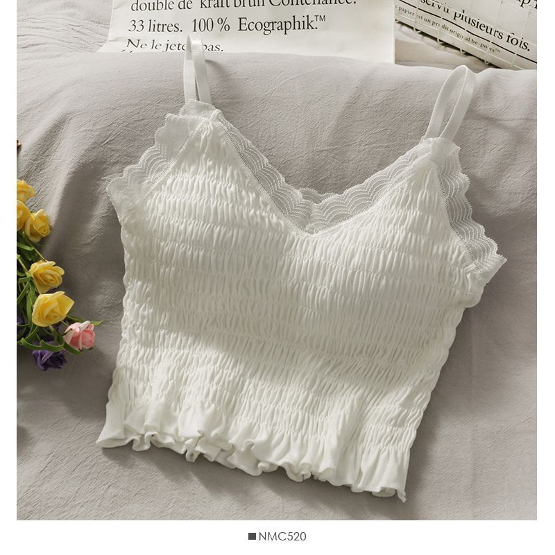 Summer Backless Lace Sling Pleated Tank Top for Women