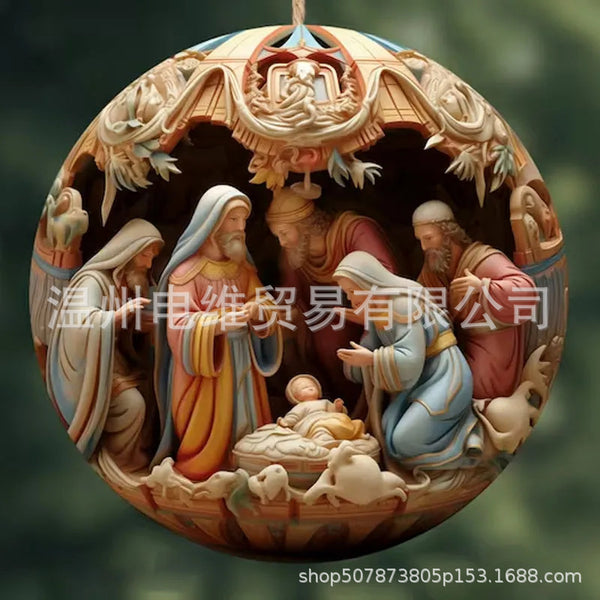 3D Acrylic Nativity Christmas Ornament | Holiday Decor