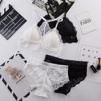 Lace Crop Top Set with Detachable Cups and Straps