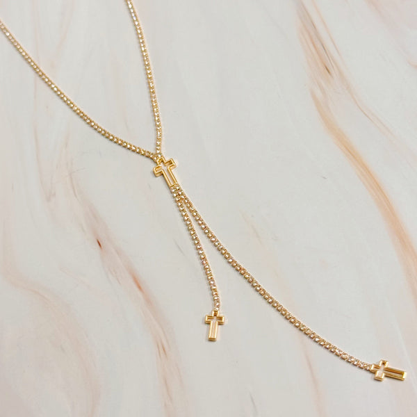 Cross Y-Drop Lariat Necklace