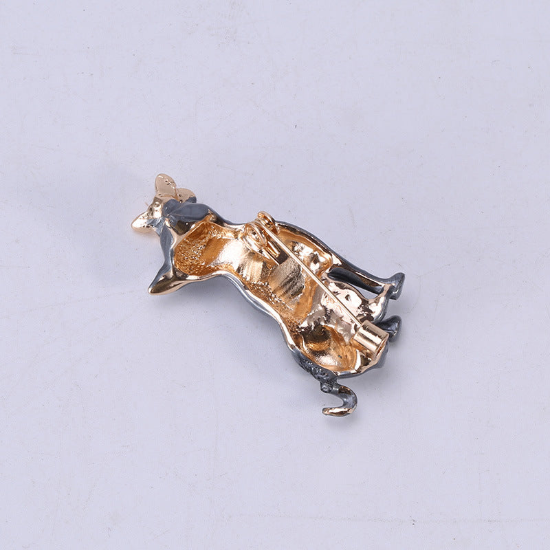 Cartoon Dog and Butterfly Brooch