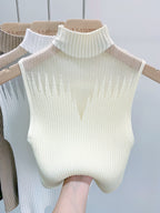 Summer High Neck Knit Tank Top for Women (Wholesale)