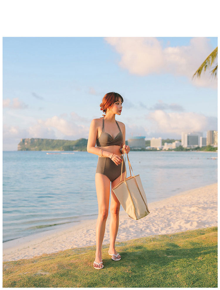 Twist-Front High-Waist Bikini Set