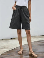 Plus Size Cotton Linen Five-Point Shorts for Women