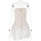 Women's Casual Off-Shoulder Tube Top Dress with Ruffles
