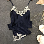 Embroidered Women's Sexy Pajama Set with Shorts
